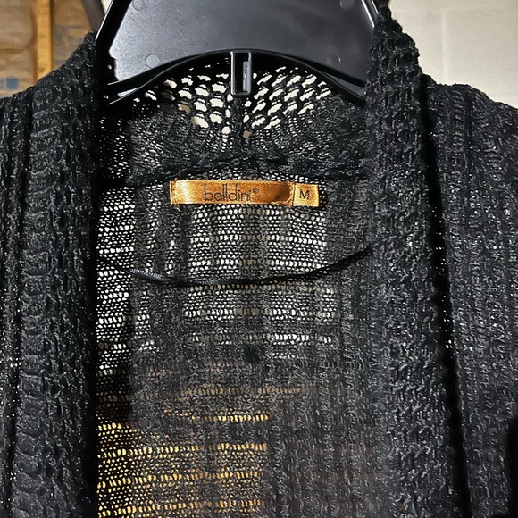 Belldini Black Ribbed Open-Front Cardigan - Picture 2 of 3